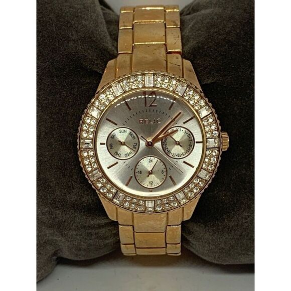 Relic ZR15741 Women's Rose Gold Alloy Analog Silver Dial Quartz Wrist Watch E487 - Picture 1 of 11